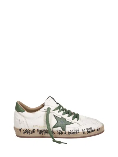 Golden Goose Ball Star Distressed Finish Leather Sneaker With Graffiti Print Shoes