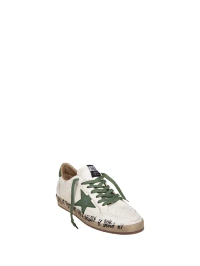 Golden Goose Ball Star Distressed Finish Leather Sneaker With Graffiti Print Shoes