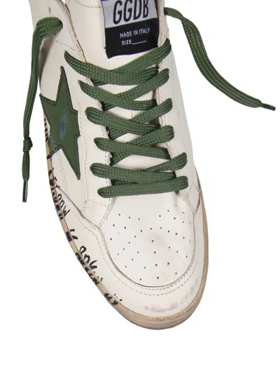 Golden Goose Ball Star Distressed Finish Leather Sneaker With Graffiti Print Shoes