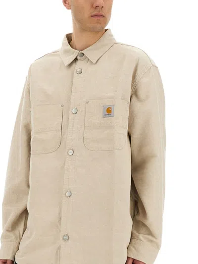 Carhartt Walter Cotton And Linen-blend Canvas Shirt Jacket In Neutral