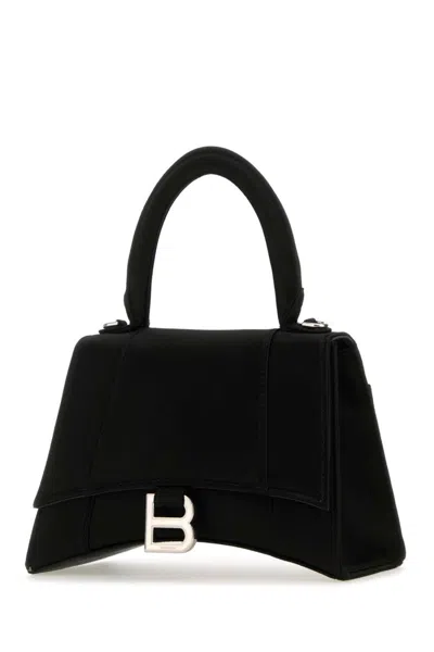 Balenciaga Black Satin Small Hourglass Handbag