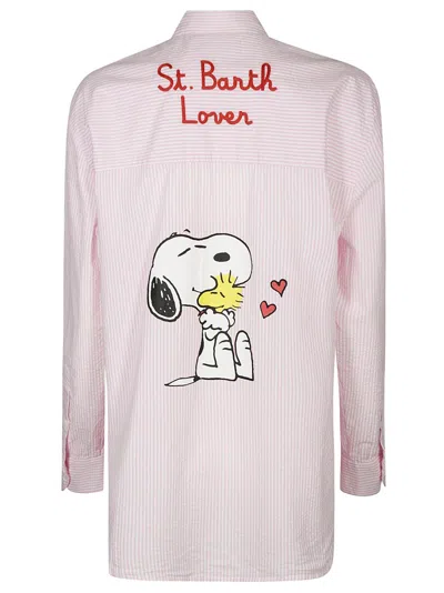 Mc2 Saint Barth Striped Shirt With Snoopy Collaboration In Pink