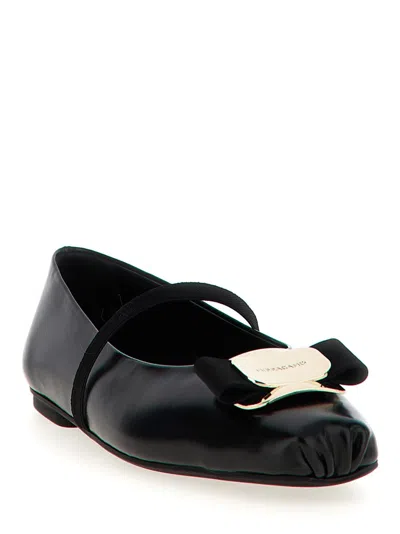 Ferragamo New Vara Bow-embellished Ballet Flats In Black