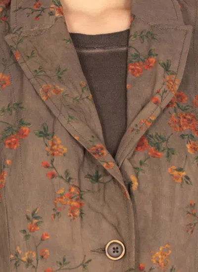 Uma Wang Floral Patterned Cotton Blazer With Peak Lapel