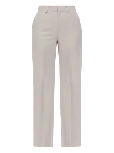 Victoria Beckham Tailored Beige Trousers With Front Fastening In Gray