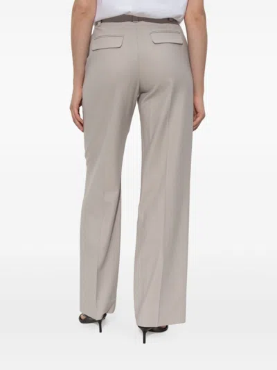Victoria Beckham Tailored Beige Trousers With Front Fastening In Gray