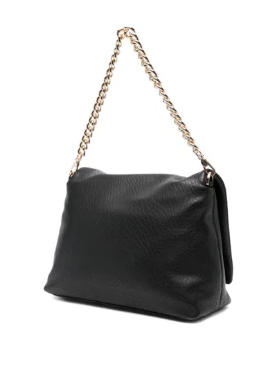 Liu •jo Liu Jo Textured Black Handbag With Gold-tone Clasp