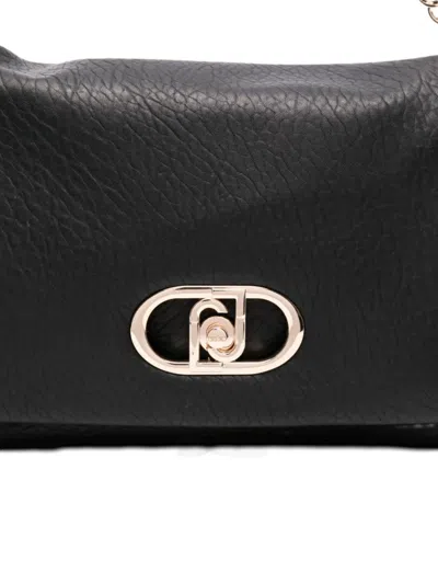 Liu •jo Liu Jo Textured Black Handbag With Gold-tone Clasp