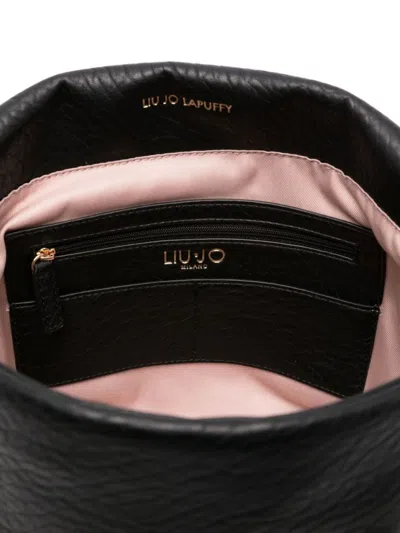 Liu •jo Liu Jo Textured Black Handbag With Gold-tone Clasp