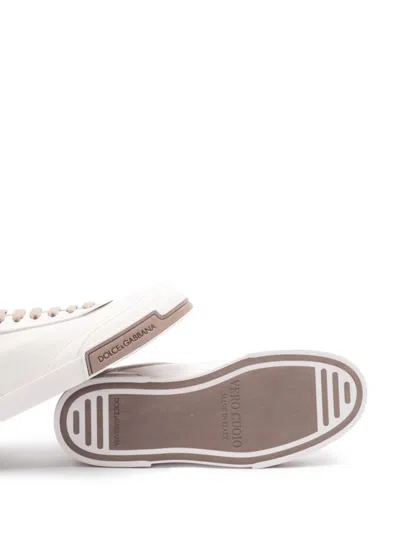Dolce & Gabbana Portofino Yatch Sneakers In Calfskin Color White And Dove Grey
