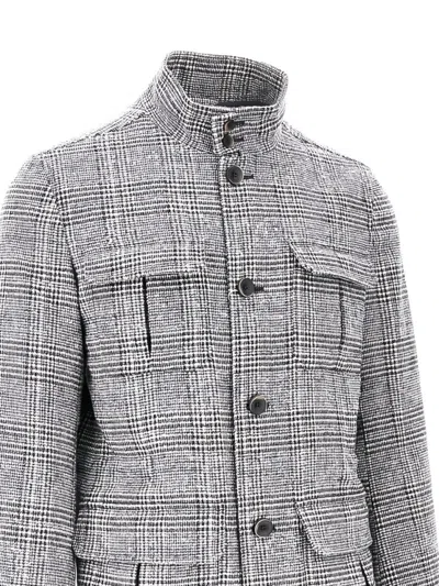 Herno Prince Of Wales Wool-blend Field Jacket In Gray