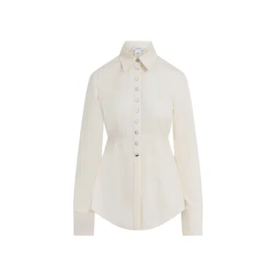 Sportmax Pointed Collar Butter White Cotton Azoto Shirt In White