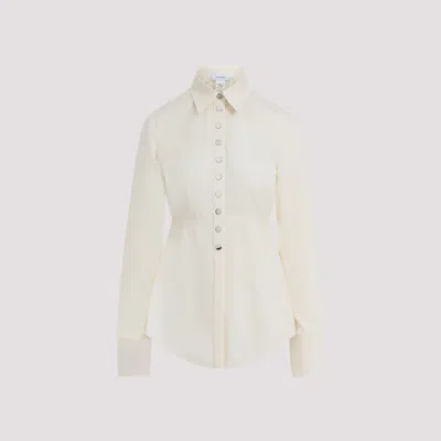 Sportmax Pointed Collar Butter White Cotton Azoto Shirt In White
