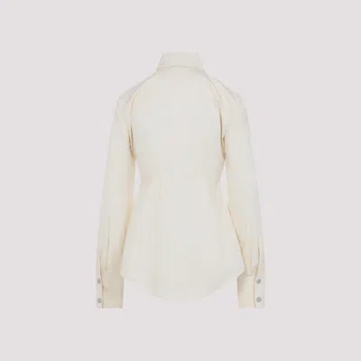 Sportmax Pointed Collar Butter White Cotton Azoto Shirt In White
