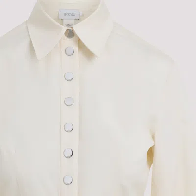 Sportmax Pointed Collar Butter White Cotton Azoto Shirt In White