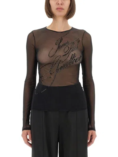 Jean Paul Gaultier Top The Sequin In Tulle Nero Donna