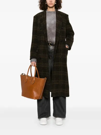 Isabel Marant Étoile Gislene Plaid Virgin Wool Coat In Brown