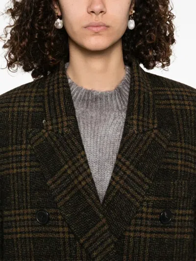 Isabel Marant Étoile Gislene Plaid Virgin Wool Coat In Brown