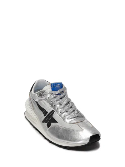 Golden Goose Marathon Nylon Sneakers With Silver Ripstop And Black Star Shoes