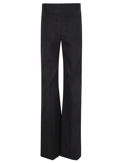 Victoria Beckham Pinstripe Wide Leg Trouser With Belt Loops In Black
