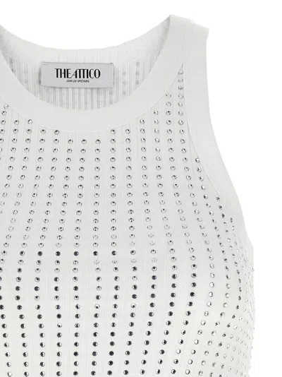 Attico Womens White Crystal-embellished Ribbed Cotton Tank Top In White
