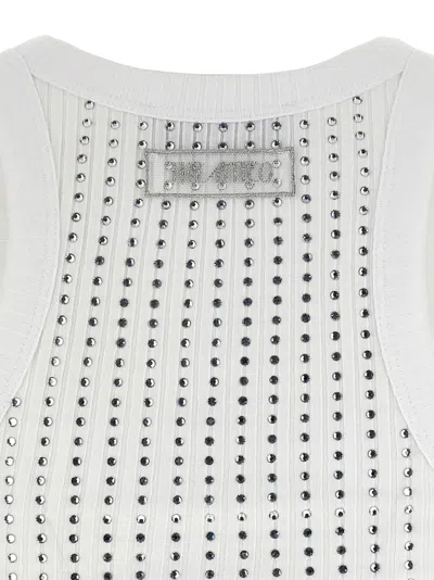 Attico Womens White Crystal-embellished Ribbed Cotton Tank Top In White