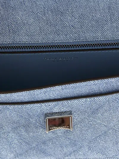 Tory Burch Fleming Denim Small Convertible Shoulder Bag In Blue