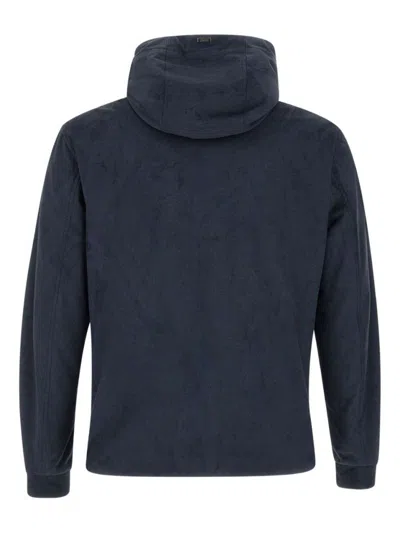 Herno Tailored Blue Coat With Zip-up Front In Blue