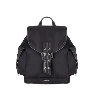 Ganni Magnetic Pockets Flap Backpack Handle