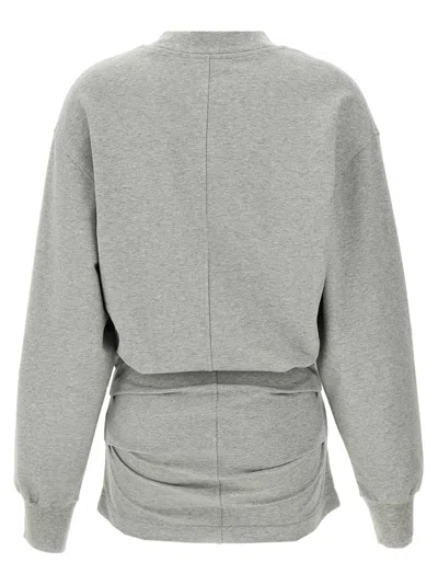 Attico Draped Mini Dress With Oversized Sweatshirt Silhouette In Gray