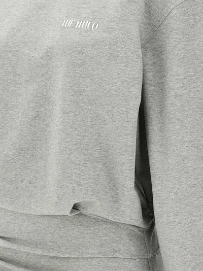 Attico Draped Mini Dress With Oversized Sweatshirt Silhouette In Gray