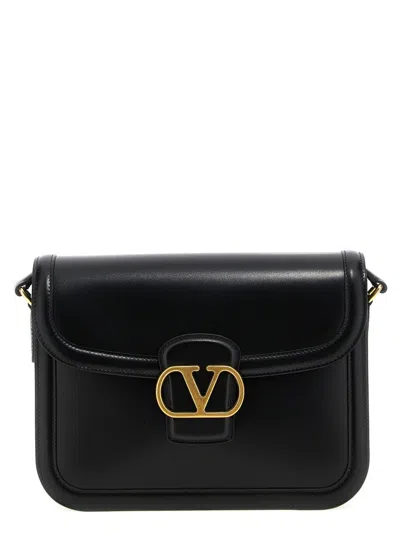 Valentino Garavani Black Shoulder Bag With Vlogo Detail On The Front In Leather Man