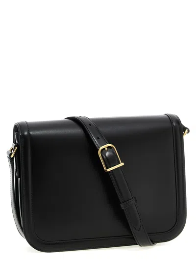 Valentino Garavani Black Shoulder Bag With Vlogo Detail On The Front In Leather Man