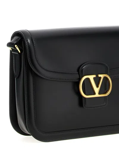 Valentino Garavani Black Shoulder Bag With Vlogo Detail On The Front In Leather Man
