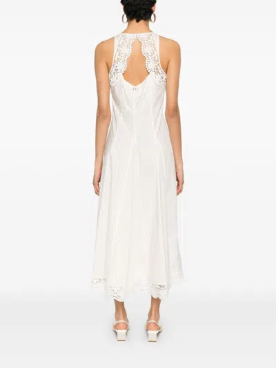 Twinset Twin-set Flowy White Midi Dress