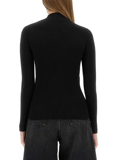 Kenzo Boke Flower High Neck Sweater With Contrasting Embroidery In Black