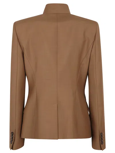 Alexander Mcqueen Tailored Wool Jacket With Structured Silhouette In Brown