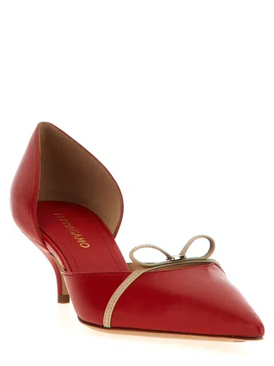 Ferragamo Pointed Toe Pumps With Bow Accent In Red