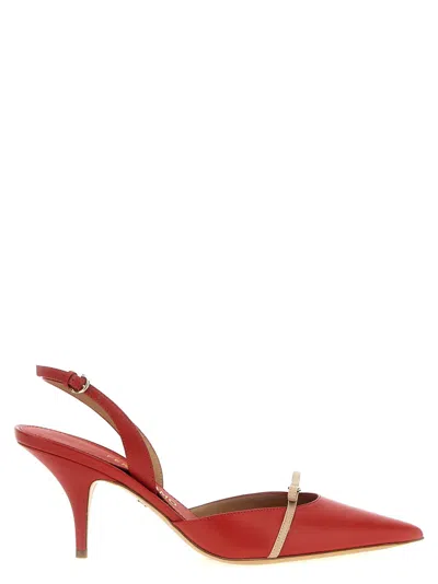 Ferragamo Pointed Toe Slingback Heels In Red