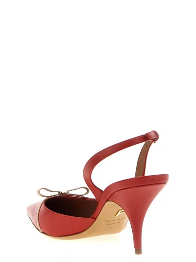 Ferragamo Pointed Toe Slingback Heels In Red