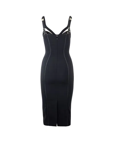 Elisabetta Franchi Adjustable Straps Bustier Cut-out Midi Pencil In Black