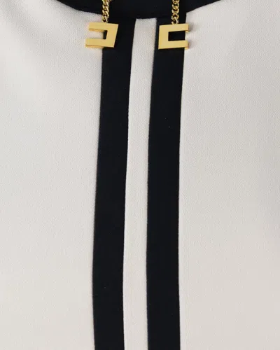 Elisabetta Franchi Double Crepe Color-block Top In White