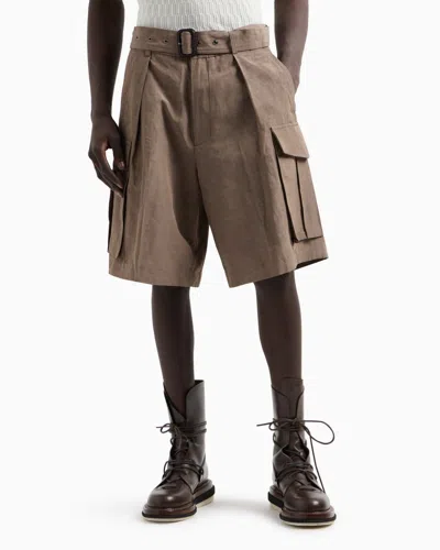 Emporio Armani Workwork Bermuda Shorts In Neutral
