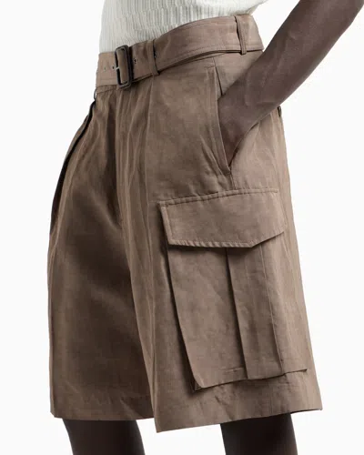 Emporio Armani Workwork Bermuda Shorts In Neutral