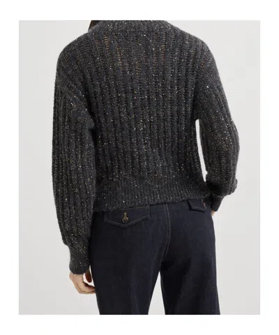 Brunello Cucinelli Rustic Dazzling Net Sweaters And Cardigans Gray In Gray