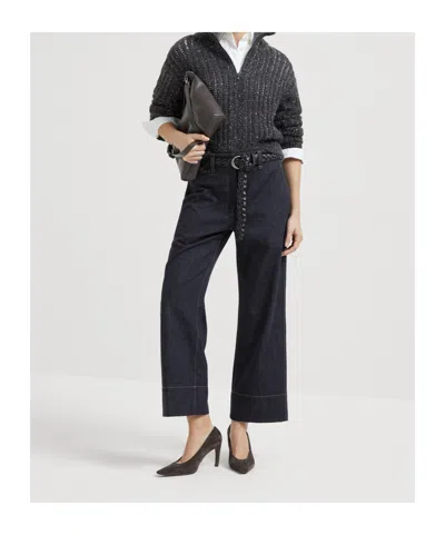 Brunello Cucinelli Rustic Dazzling Net Sweaters And Cardigans Gray In Gray