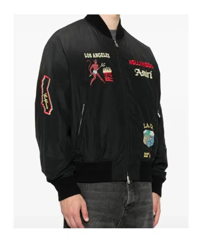 Amiri Bomber Jacket With Embroidered Design And Graphic Print In Black