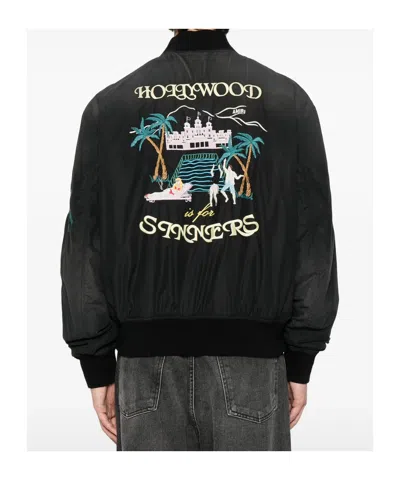 Amiri Bomber Jacket With Embroidered Design And Graphic Print In Black