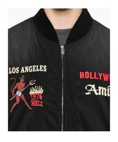 Amiri Bomber Jacket With Embroidered Design And Graphic Print In Black
