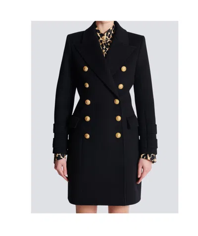 Balmain 10 Buttons Coat In Virgin Wool And Cashmere Women In Black
